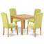 Ensemble de table de salle à manger 5 pièces pour 4 personnes comprenant une table de cuisine carrée et 4 chaises de salle à manger Parson en lin Limelight, chêne-2082833778-2015340270-2015340265