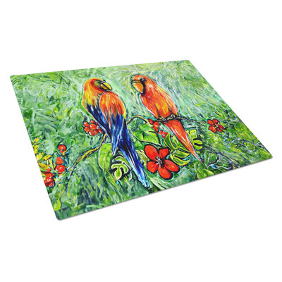 Fred and Freda Parrots Glass Cutting Board