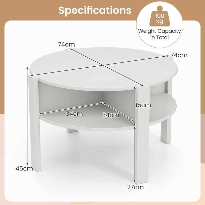 Coffee Table with Storage, White