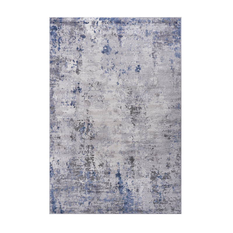 Tapis de salle à manger de chambre à coucher à collectionner, argent et abstrait, Rectangle 7 pi 9 po x 10 pi