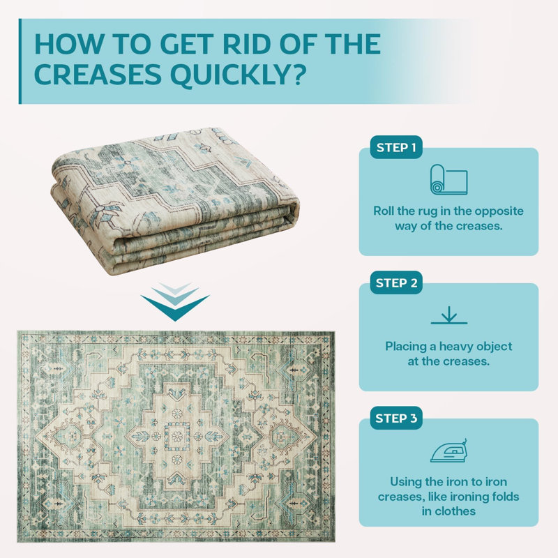 Soft Cashmere Feel Area Rug – Non Slip Low Pile Living Room & Bedroom Carpet, Machine Washable, Rectangle 120 x 170 cm