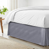 Walker Ticking Stripe Reverse to Check Indigo/Ivory Cotton Bedskirt
