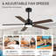 Ventilateur de plafond à DEL 48 po avec lumière, télécommande, options de montage double, pales à finition double, moteur réversible