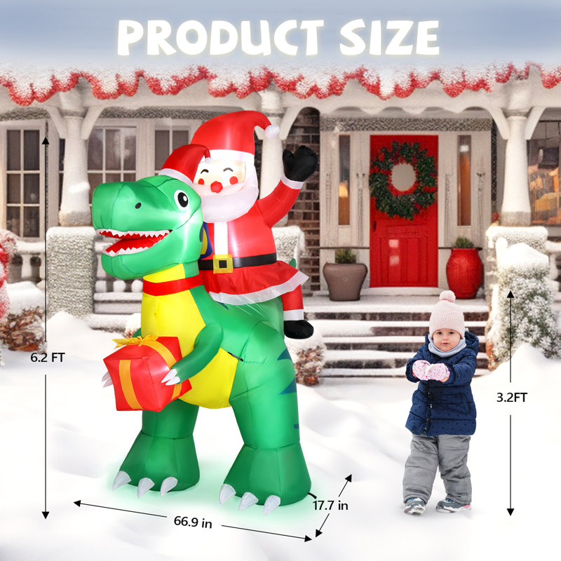 Décoration de Noël père Noël Dinosauvr