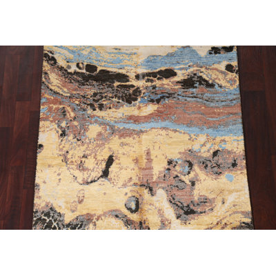 Vegetable Dye Abstract Wool Area Rug 4x6