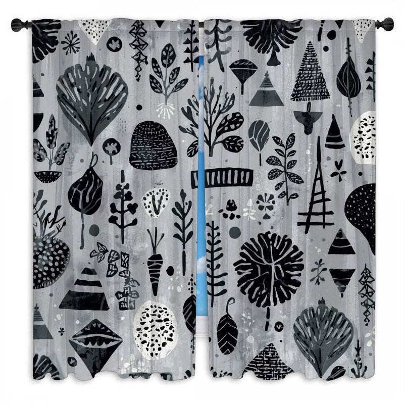 Rideaux obscurcissant et botanique noir et blanc à motif botanique - 2 panneaux, 20 po x 50 po - 2 panneaux