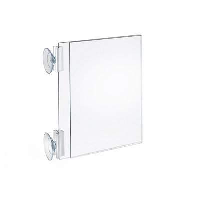 Two-Sided Acrylic Sign Holder with Suction Cup Grippers 5.5"W x 8.5"H, 10-Pack