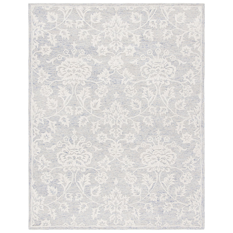 Larnakas Hand Tufted Wool Floral Rug, Rectangle 8' x 10'