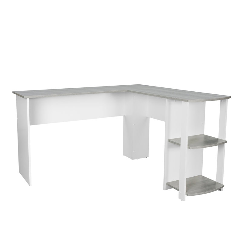 Bureau moderne en L avec tablettes latérales