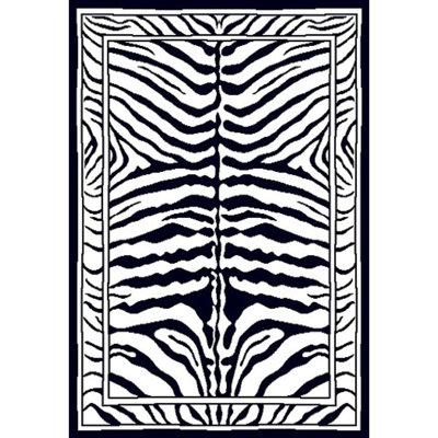 Zone Modern Area Rug With Bordered Animal Print African Exotic Carpet Rug With Jute Backing - Zebra Print