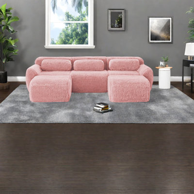 Canapés rembourrés en peluche rose moderne pour le cinéma maison