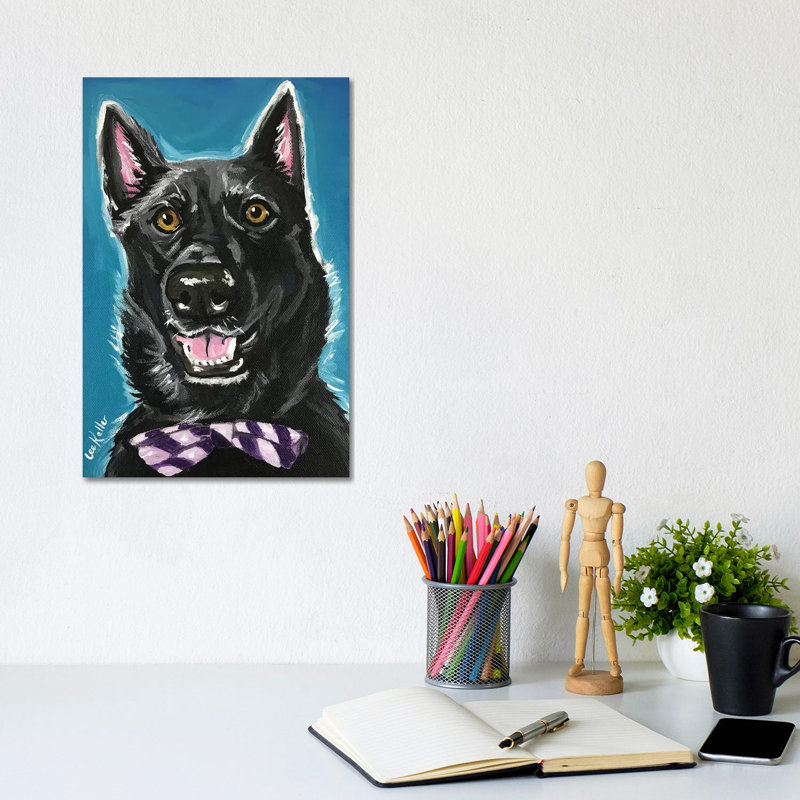 German Shepherd With Bow Tie - Wrapped Canvas Print, 20.32 cm H x 30.48 cm W