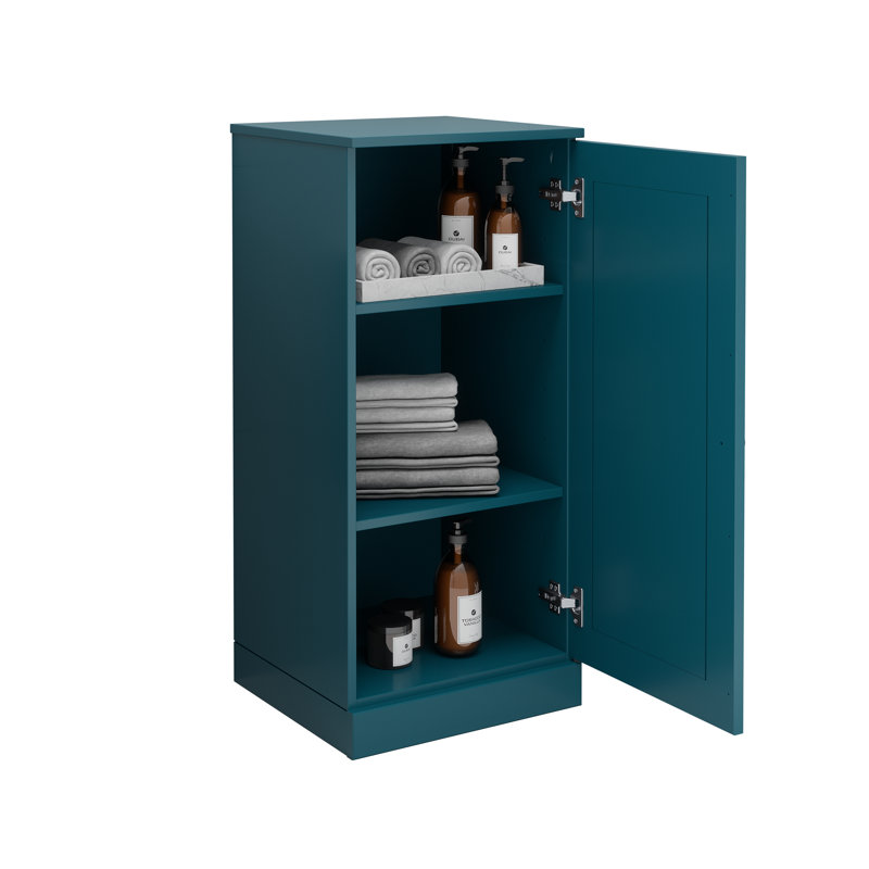 100% Solid Wood Short Narrow Bathroom Linen Cabinet with Door, Adjustable Shelves, Modular Bathroom & Laundry Storage Cabinet, 16.5" W x 35.75" H