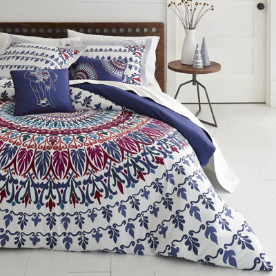 Blue/White/Purple Microfiber Reversible Comforter Set