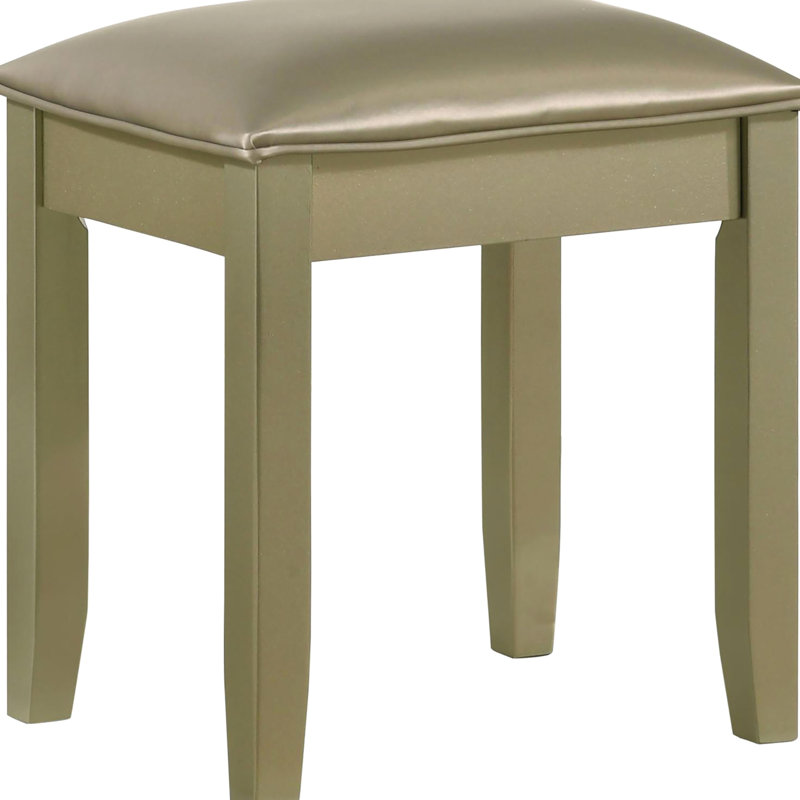 Tabouret de coiffeuse rectangulaire de luxe avec siège rembourré en mousse, Doré