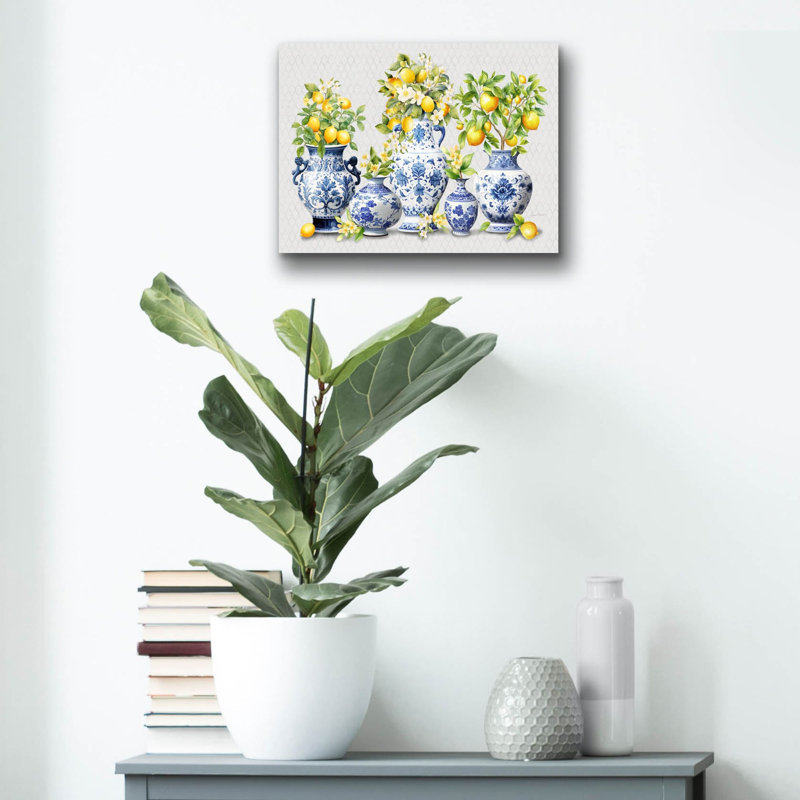  «Lemons And Chinoiserie D» par Jean Plout, art mural en verre acrylique, H 12 po x l 16 po x P 0,13 po