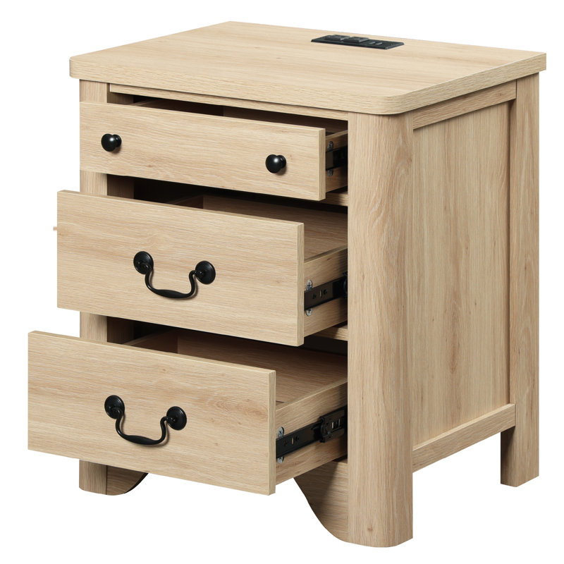 Table de bout Farmhouse avec station de charge - canapé de 20,5 po avec 3 grands tiroirs pour la chambre à coucher, le salon et le bureau personnel