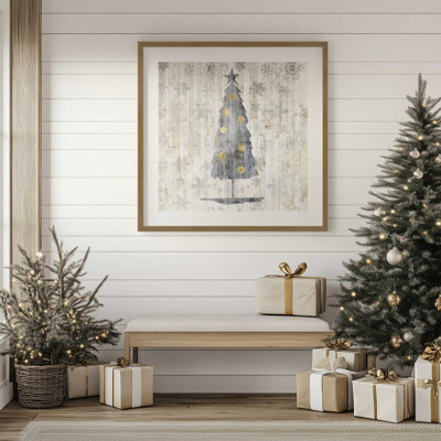 Impression d'arbre de Noël rustique argenté