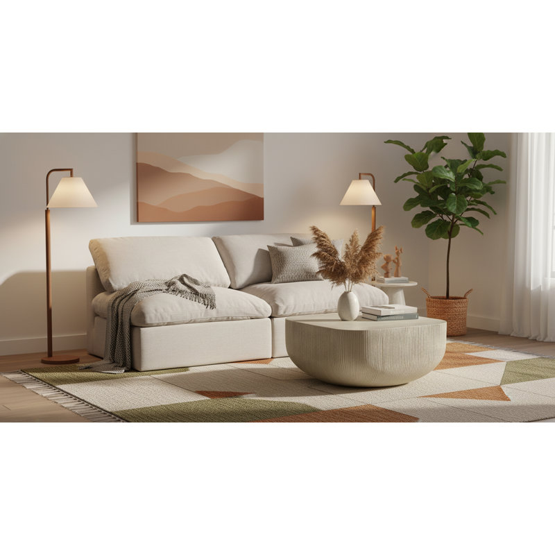 Itala Upholstered 70'' Loveseat, Beige Linen Textured Fabric