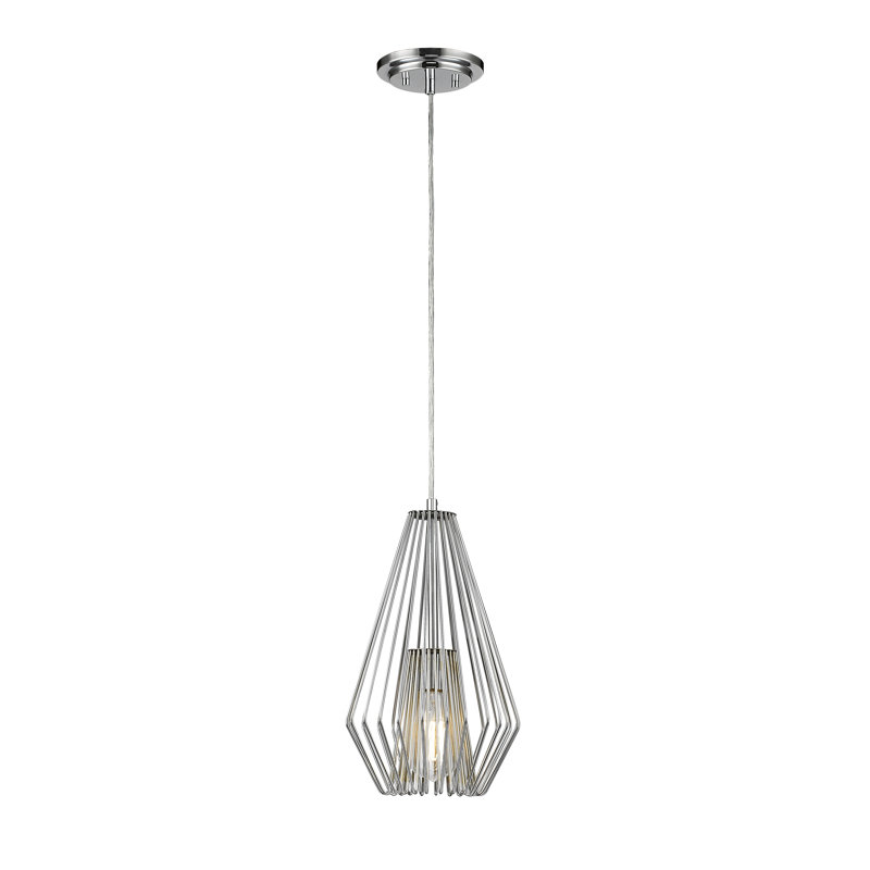 Luminaire suspendu géométrique unique à 1 lumière avec détails en fer forgé Frankie, H 15,75 po x l 9,25 po x P 9,25 po