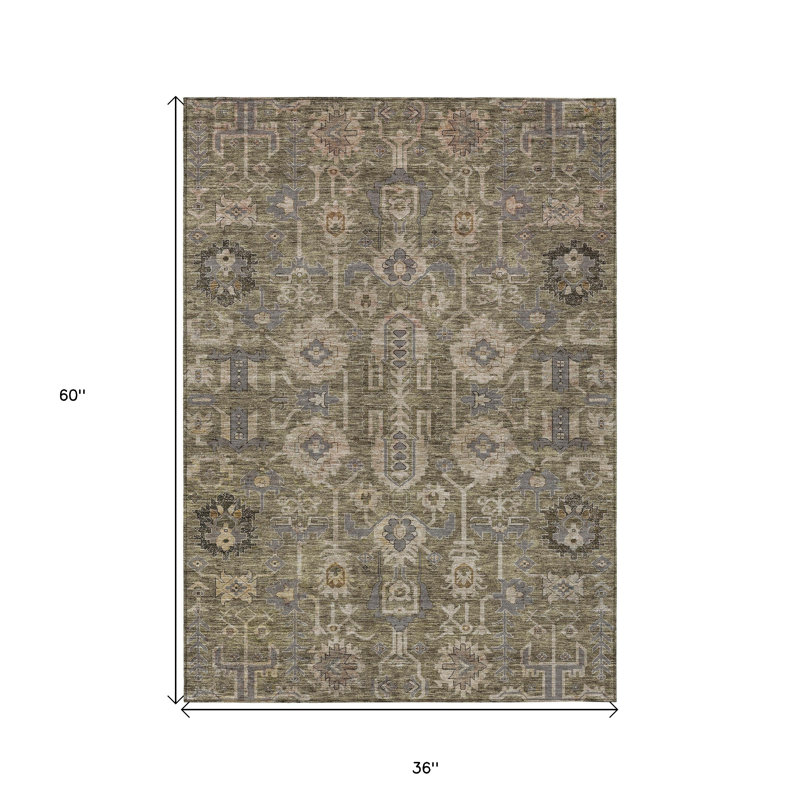 Tapis d'intérieur lavable 3 pi x 5 pi brun et gris anthracite