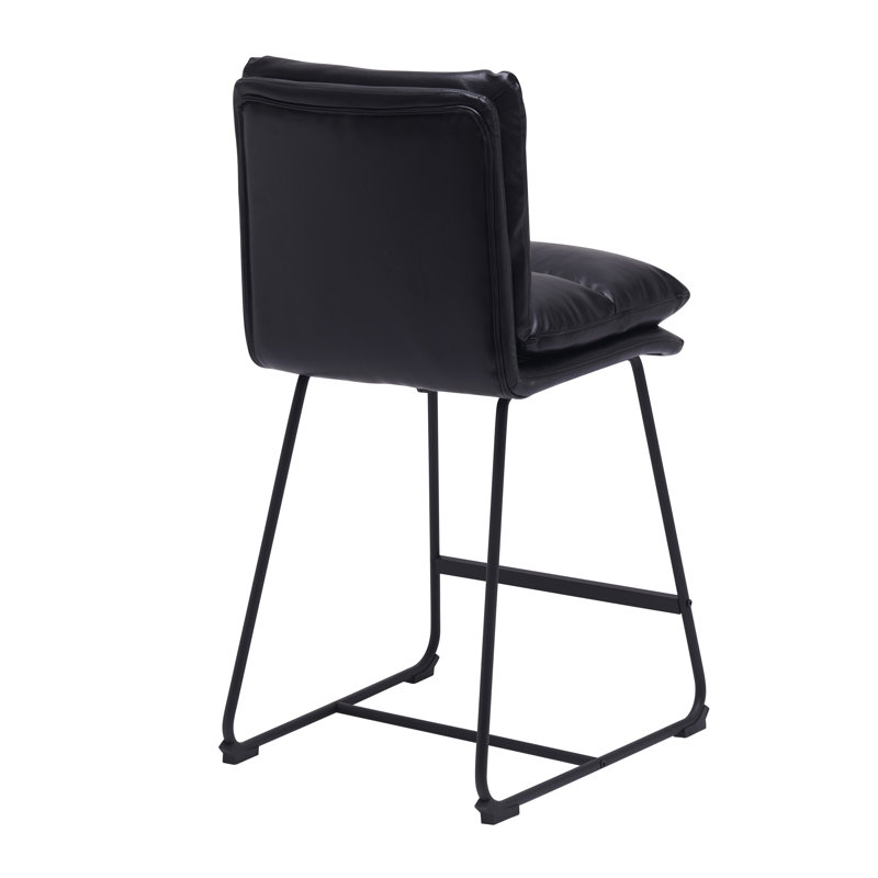 Tabouret de comptoir rembourré avec structure en métal Volana (ensemble de 2), Noir