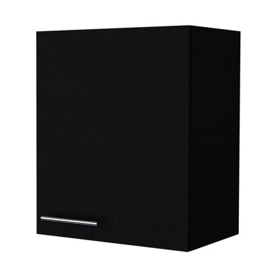 Compact Space Black Wall Cabinet With 1 Door - Modern Innovation Space Versatile Decor