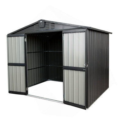 Remise de rangement extérieure 8,2 pi x 6,2 pi, remise de jardin en métal pour vélo, poubelle, armoire de rangement extérieure en acier galvanisé avec porte verrouillable pour la cour, le patio et la pelouse