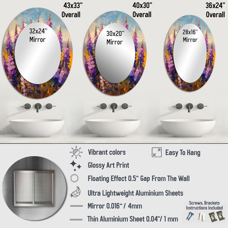 Miroir mural mauve, 40 po x 30 po