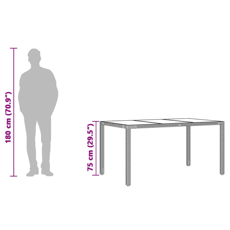 Piranavan Outdoor Dining Table , cm W 90cm cm D, 75cm H x 90cm W x 190cm L, Grey