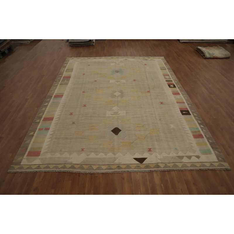 Tapis kilim en laine tissé à la main Tribal 9 x 12