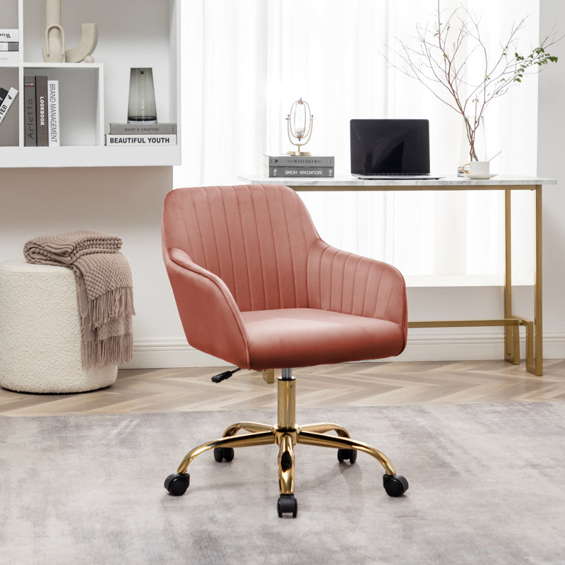 Kierulf Velvet Office Chair, Rose