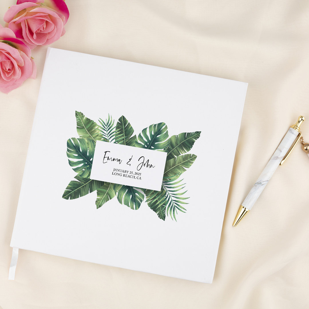 Tropical Palm Leaves Custom Wedding Guestbook Koyal Wholesale 
