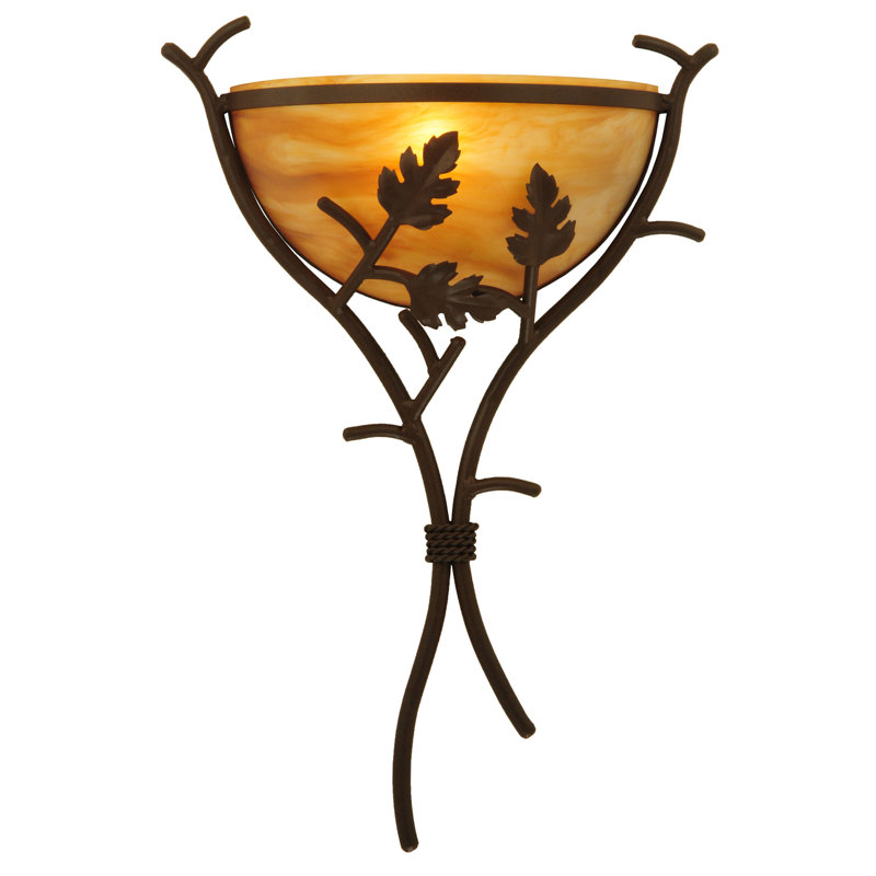 1 - Applique demi-lune branche de chêne clair