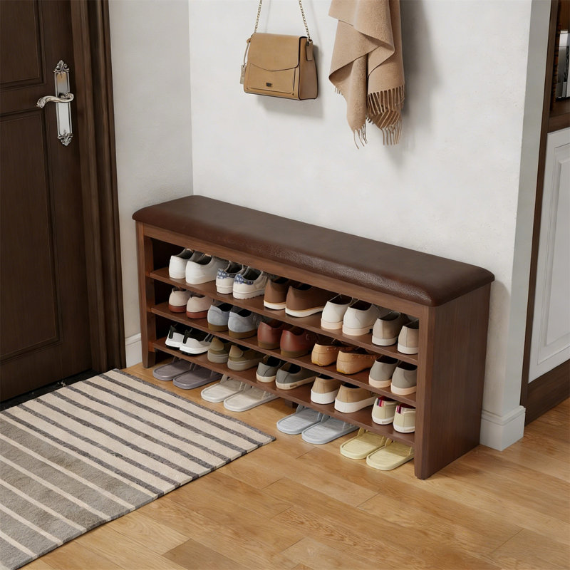 Range-chaussures en bois de qualité supérieure pour la maison, 20.4" H x 47.2" W x 11.8" D