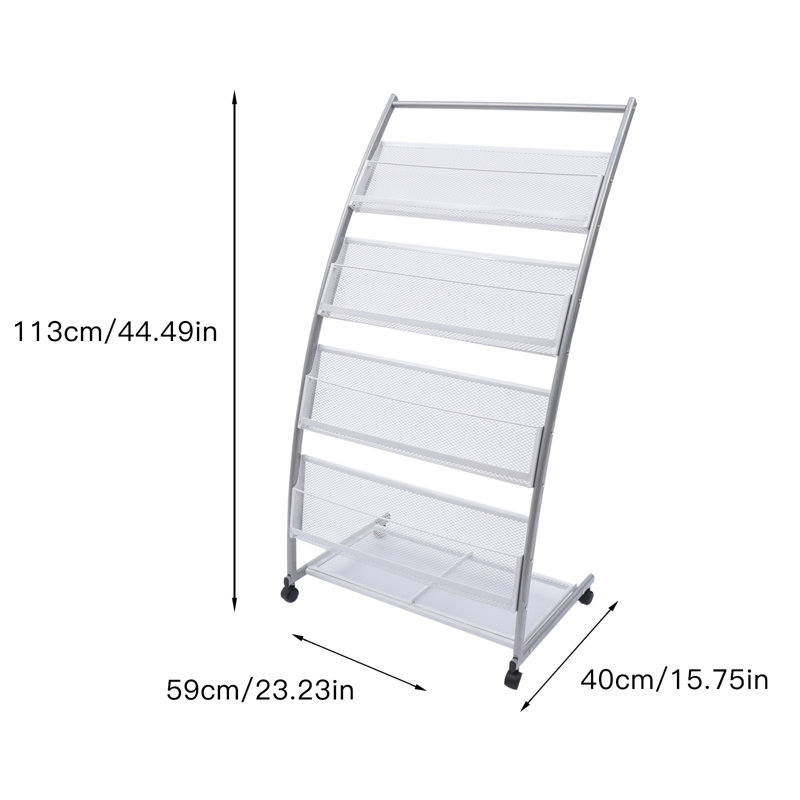 Simlai 44" H 4 Tier Free Standing Magazine Rack with Casters