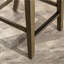 Tabouret de comptoir gris vieilli de 24 po, siège en cuir noir, attrait pour le bar, rembourrage confortable, construction stable de style rustique chic, repose-pieds-1472856150