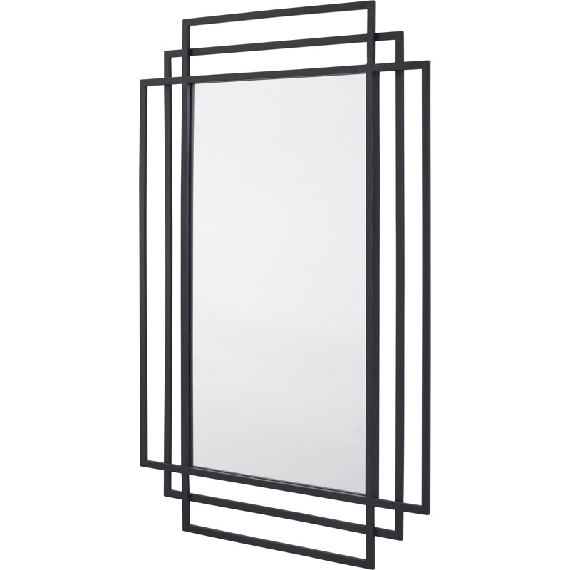 Iron Rectangle Wall Mirror, Black