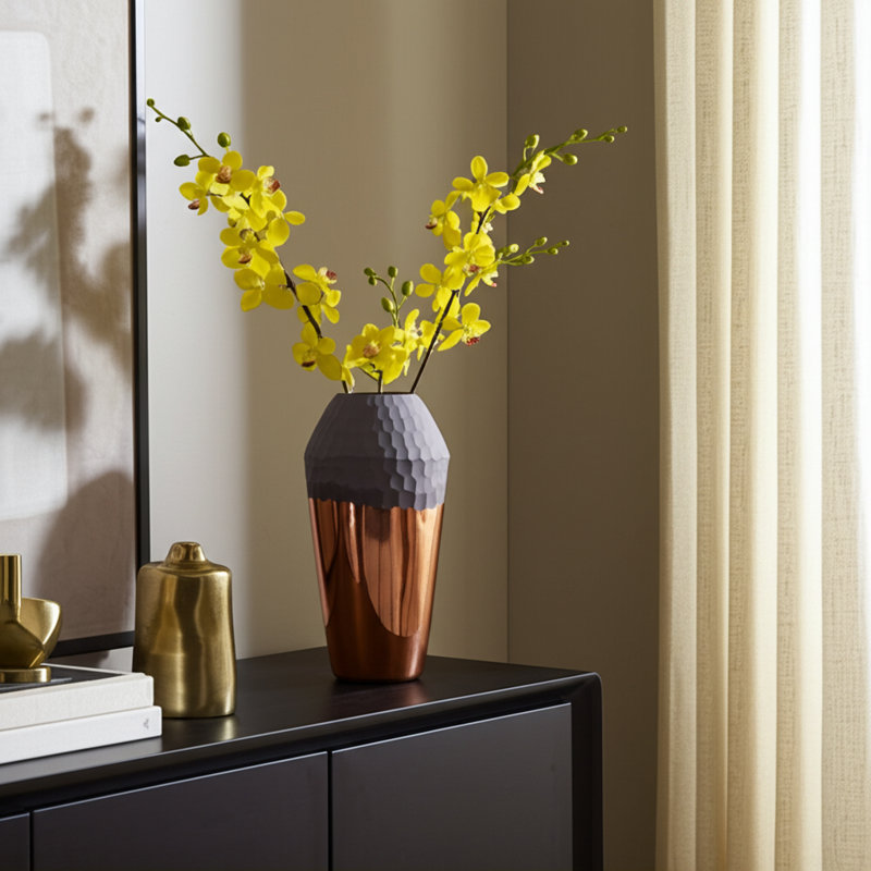Glass Vase with Modern Glam Textured Design, Sculptural Accent, Sleek Contemporary Style, Geometric Detailing, Decorative Display Piece for Shelving or Tabletop Decor in Transitional Interiors