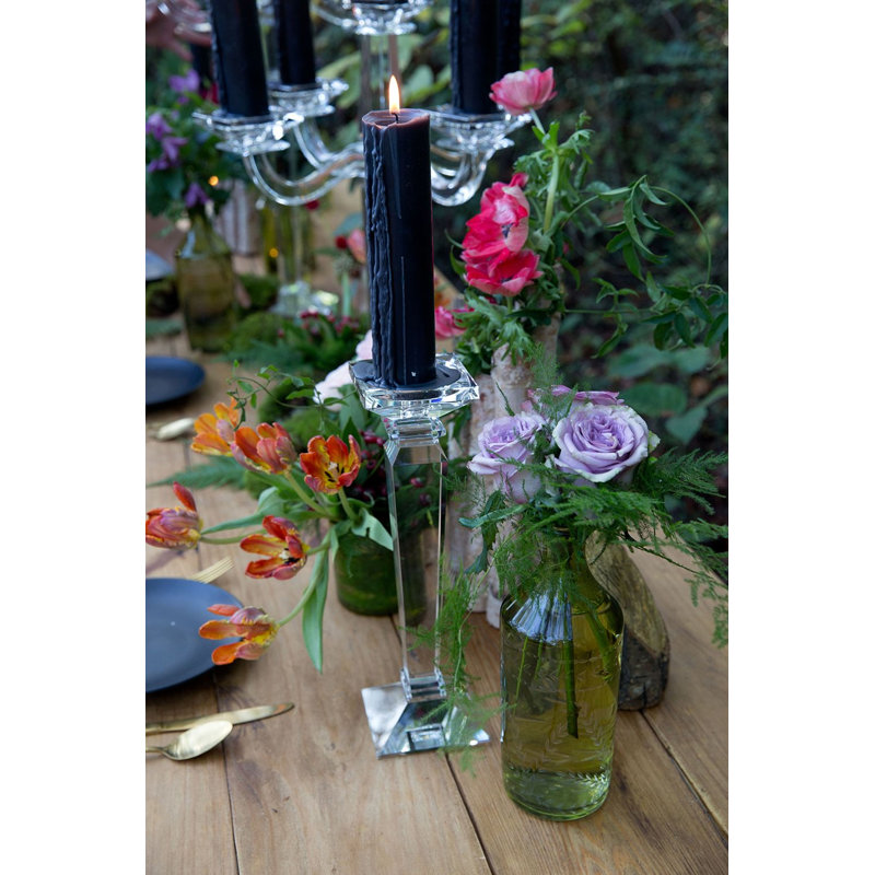 Bougeoir de table en verre, H 12,5 po x l 4 po x P 4 po