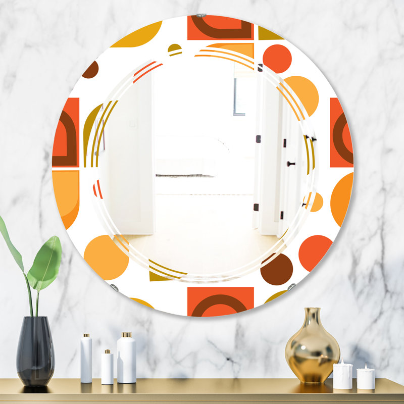 Miroir mural abstrait sans cadre abstrait géométrique I Triple C, 31,5 po x 31,5 po