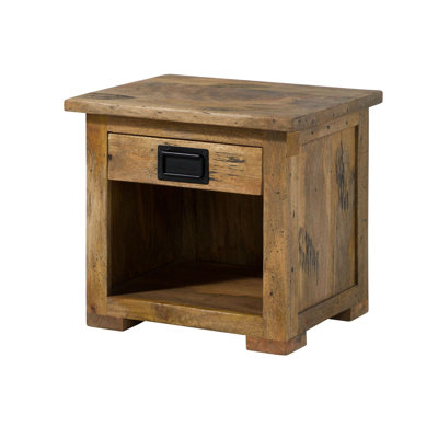 Railway 50 cm W Solid Wood Bedside Table