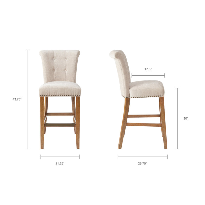 Tabouret de bar d'une hauteur de 43,66 po avec finition en bois - Détails élégants classiques et élégants à l'encre de lierre pour améliorer votre maison