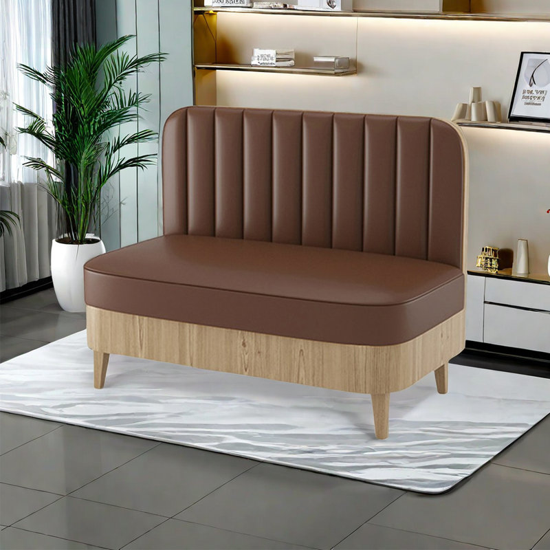 Banc rembourré en similicuir Casual, Brun