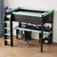 Lit mezzanine double avec lumières DEL multicolores, panneau perforé, bureau intégré et rangement, noir et bleu-624009459