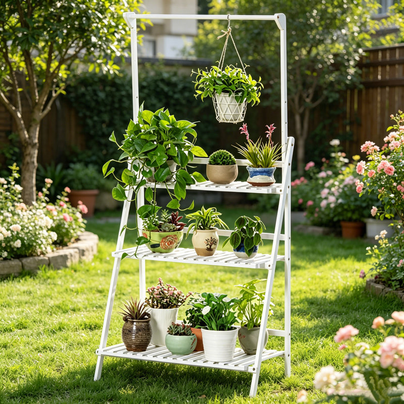 Hunley Plant Stand, H144 x L40 x D70cm, White