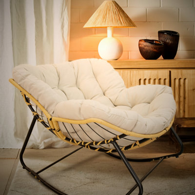 Plus grande chaise berçante d'extérieur, décoration de maison en forme d'œuf de patio, métal ergonomique de haute qualité, aide à la détente et réduit l'anxiété