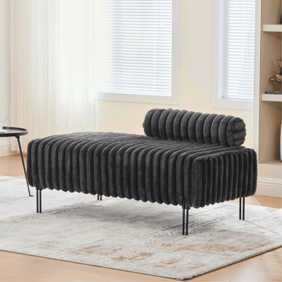 49.6" Wide Upholstered Mini Loveseat with Metal Legs, 2-Seater Small Sofa End of Bed Bench Window Ottoman Footrest with Adjustable Back for Living Room Bedroom Entryway Hallway Small Space, Charcoal