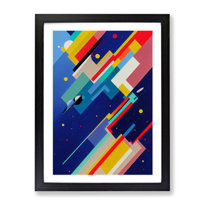 Abstract Spaceship Rocket No.1 - Single Picture Frame Print, 34cm H x 25cm W x 2cm D, Black