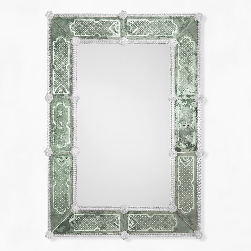 CELESTE Murano Glass Mirror, clear/green, 51" x 35"